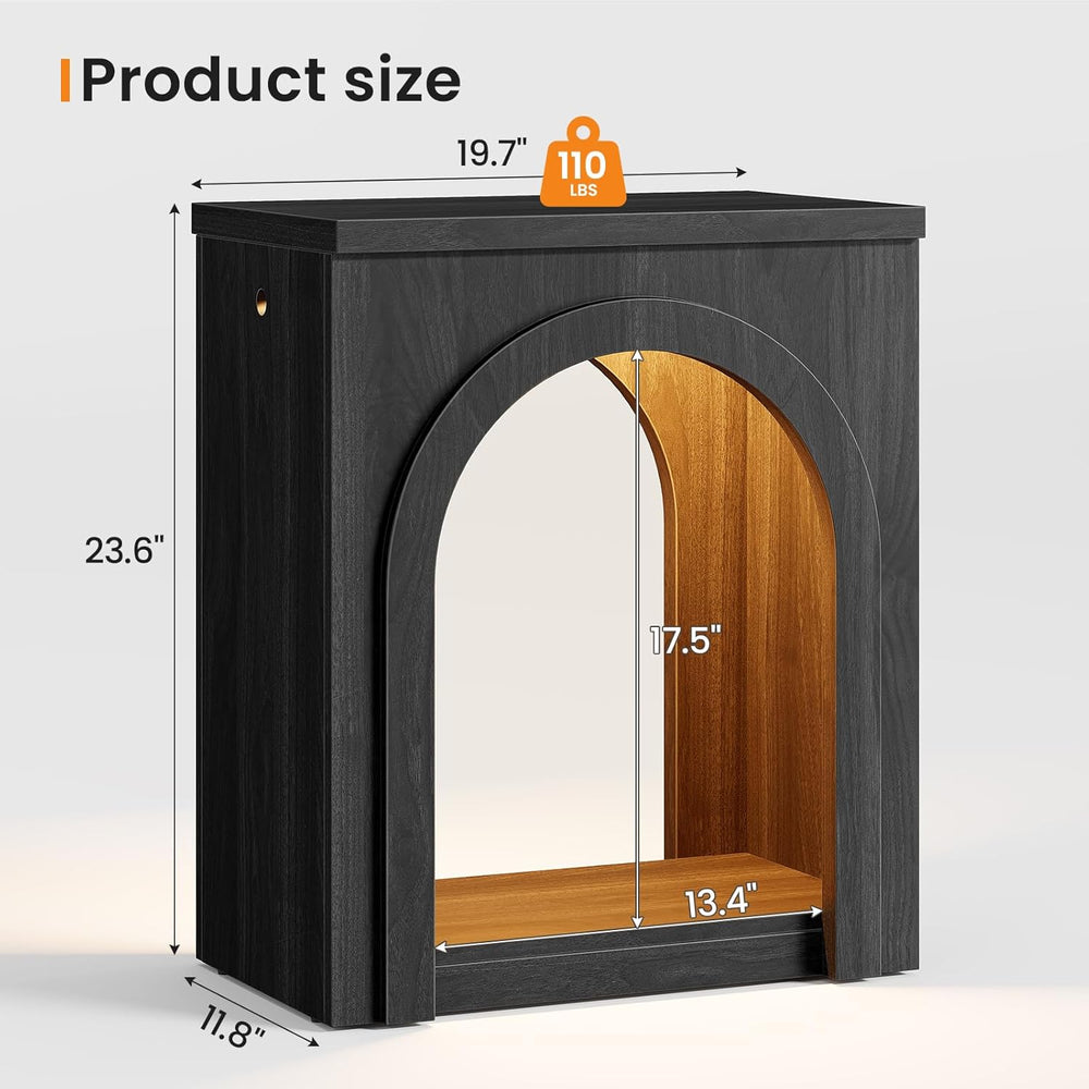 Sikaic Arched End Table Set of 2 with LED Lights, Modern NightStand with Arch...