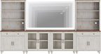WAMPAT TV Stand with Bookshelves for TVs up to 75", Farmhouse Wall Unit Entertainment Center with Doors & Drawer, Media Console Table for Living Room & Bedroom & Home Theater, Rustic White