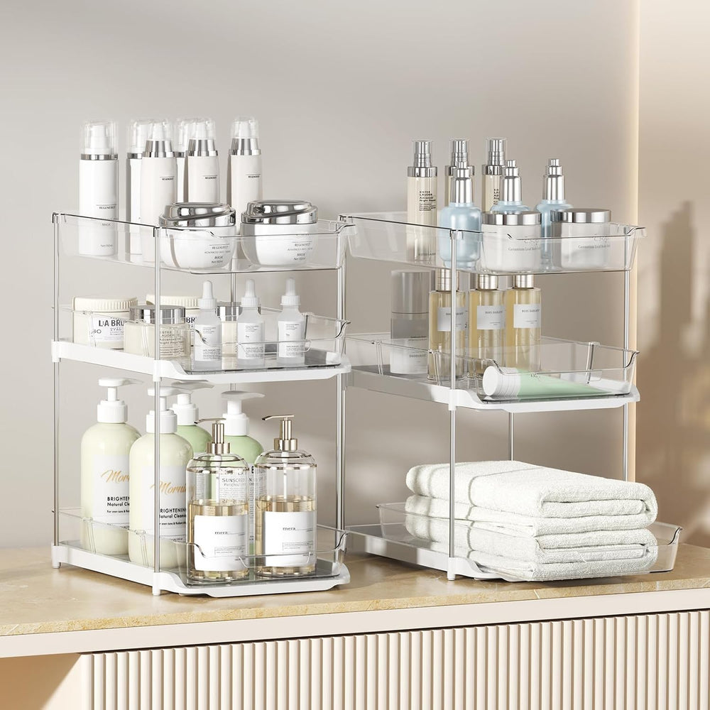 Delamu 2 Sets of 3-Tier Bathroom Under Sink Organizers and Storage, Multi-Pur...