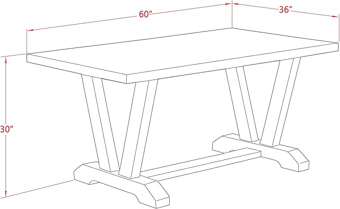 East West Furniture V626DR124-5 5 Piece Dining Table Set for 4 Includes a Rectangle Kitchen Table with V-Legs and 4 Black Color Linen Fabric Parson Dining Chairs, 36x60 Inch, Multi-Color