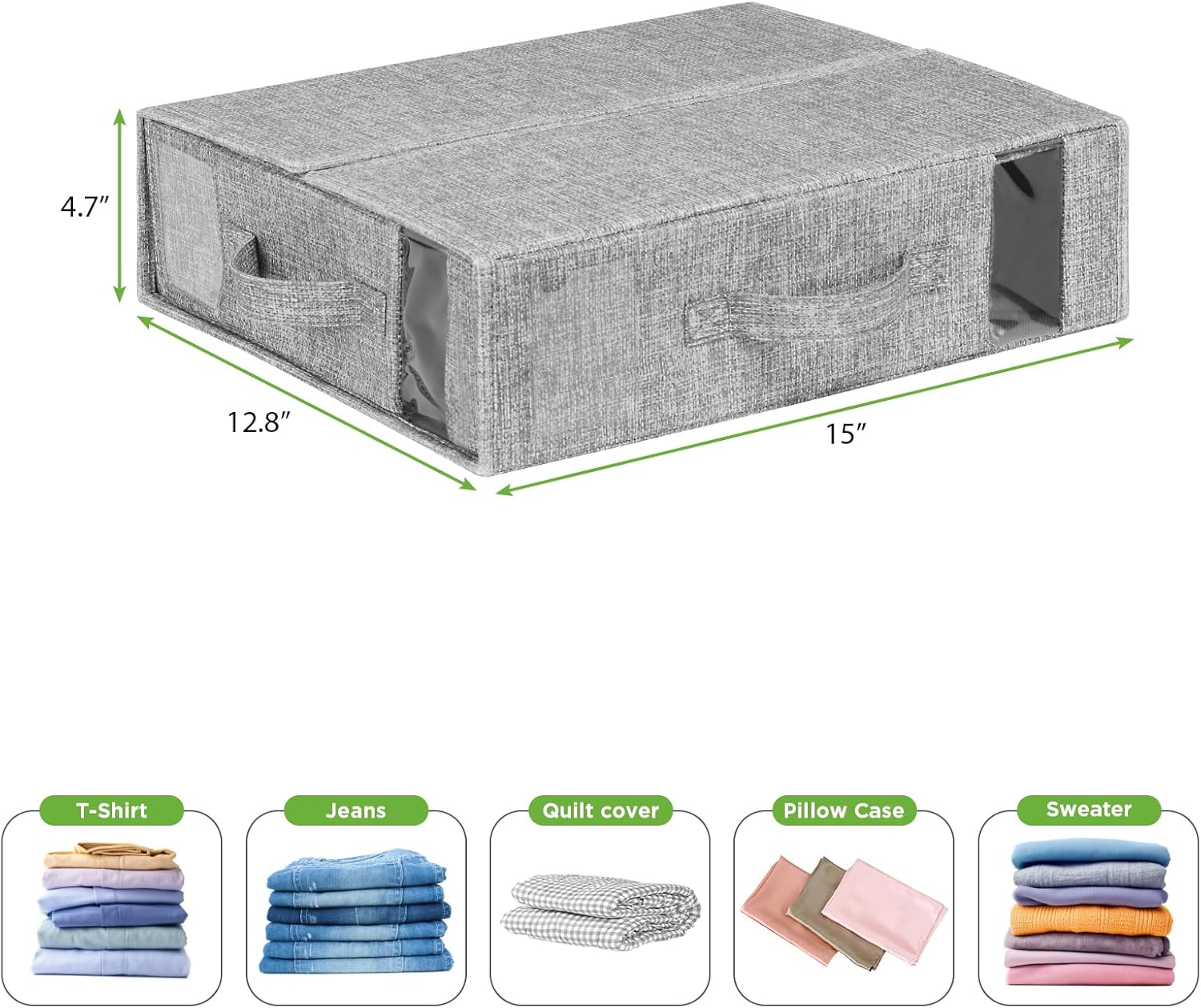 KEEGH Bed Sheet Organizers and Storage, 4 Pack Linen Closet Organizer for Bedding, Sheets Set Folder Organizer with Window& Zipper, Bedding Storage Organizer for Bedsheets, Duvet Cover - Light Grey