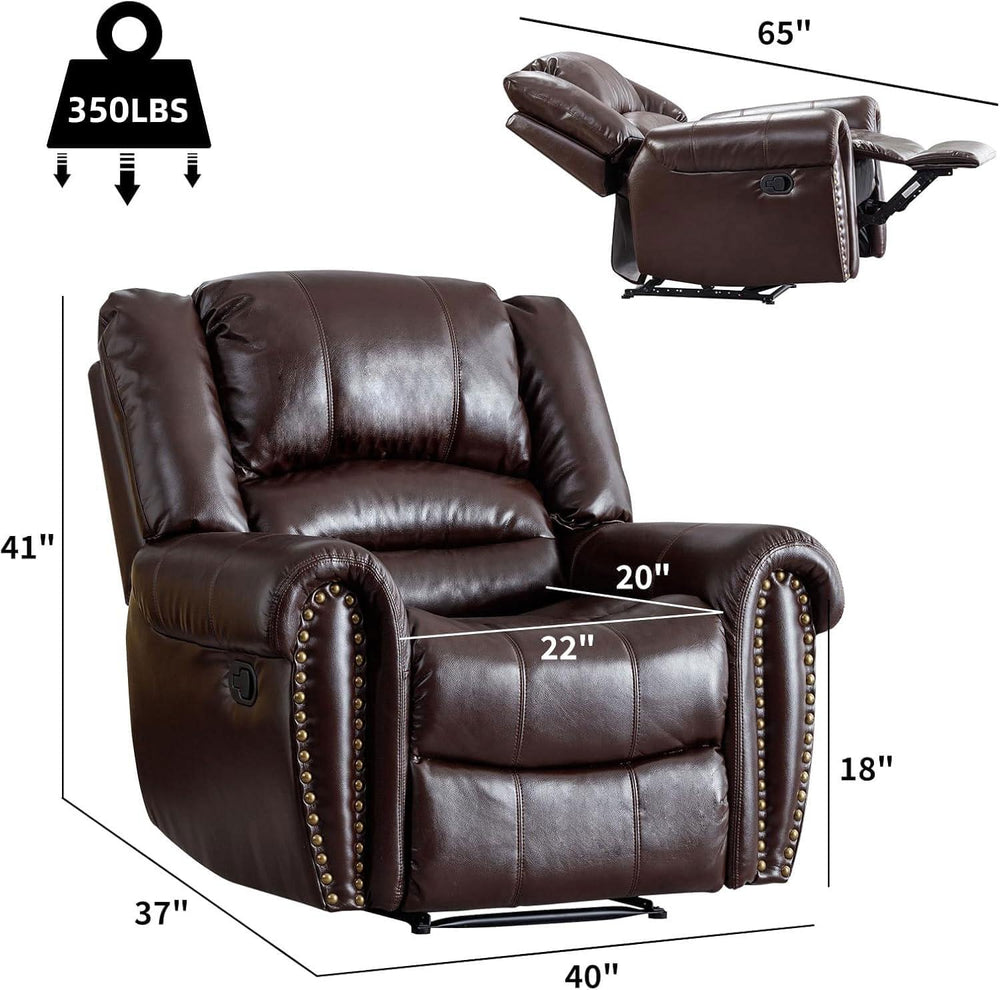 CANMOV Leather Recliner Chair, Classic and Traditional Manual Recliner Chair ...