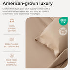 Threadmill Twin Sheet Set |656 Thread Count 100% Supima Cotton Sheets for Twin Mattress | Solid Sateen Twin Bed Sheets Set | 16” Deep Pocket | Soft Breathable 3-Piece Cooling Sheet Set | Beige Sheets