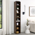 8-Tier CD Storage Cabinet, Slim DVD Shelf Narrow Bookshelf, Disassembled CD DVD Media Tower Rack with Adjustable Shelves for Home Office 11.6l'' x 9.25w'' x 70.8h'' Walnut