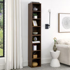 8-Tier CD Storage Cabinet, Slim DVD Shelf Narrow Bookshelf, Disassembled CD DVD Media Tower Rack with Adjustable Shelves for Home Office 11.6l'' x 9.25w'' x 70.8h'' Walnut