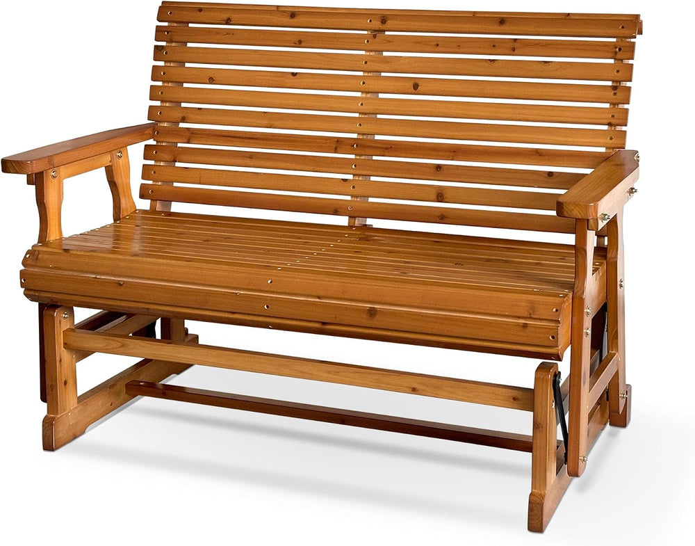Fortune Candy Wooden Patio Glider with High Roll Back and Deep Contoured Seat...