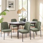 COLAMY Dining Chairs Set of 6, Modern Dining Chairs, Fabric Upholstered Dining Chairs, Kitchen Chairs with Curved Back and Metal Legs for Dining Room Kitchen Restaurant, Green