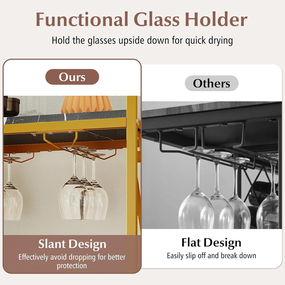 GOFLAME 21 Bottle Wine Rack, Freestanding Floor Wine Bottle Organizer w/Glass...