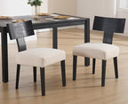 chairus Farmhouse Dining Chairs Set of 2, Upholstered Accent Chairs with Black T-Shape Wood Back Armless Kitchen Chairs with Soft Pad, Linen Beige