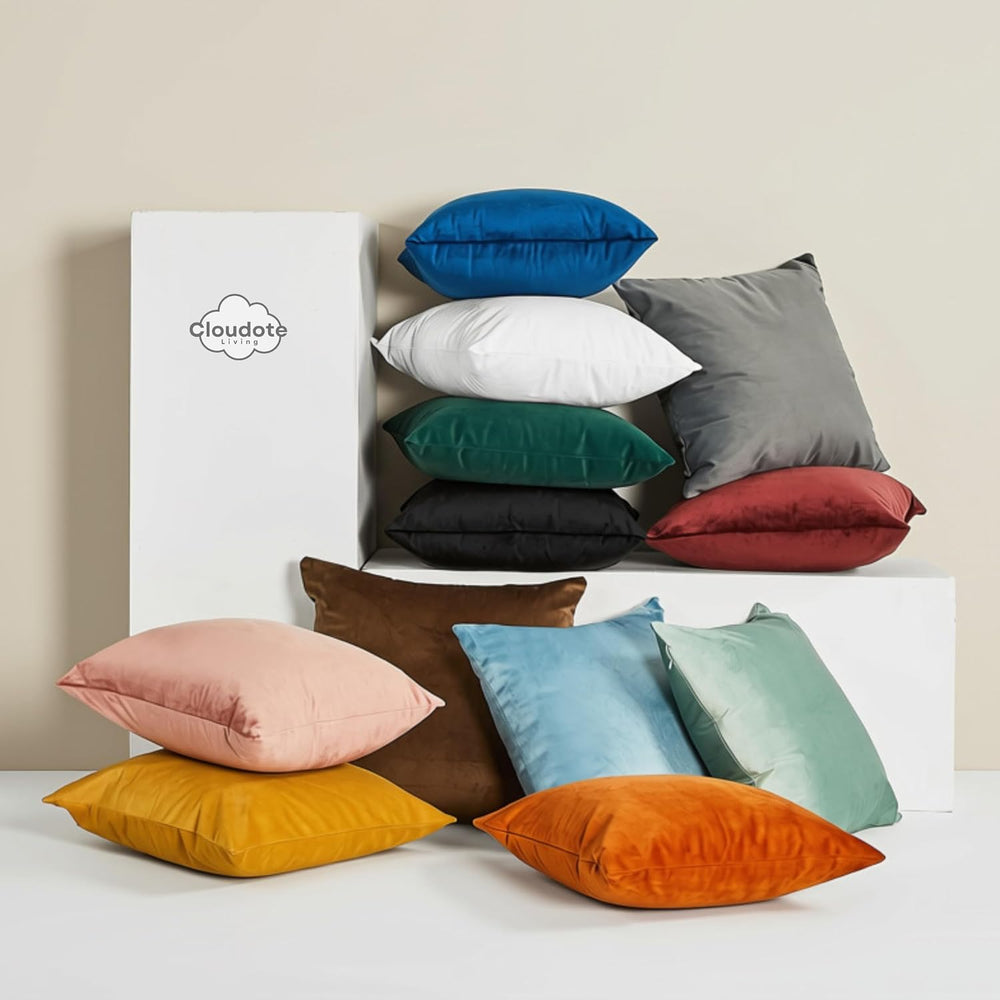 Solid Color Velvet Throw Pillow with Insert Included (Navy Blue, 12"x20&...