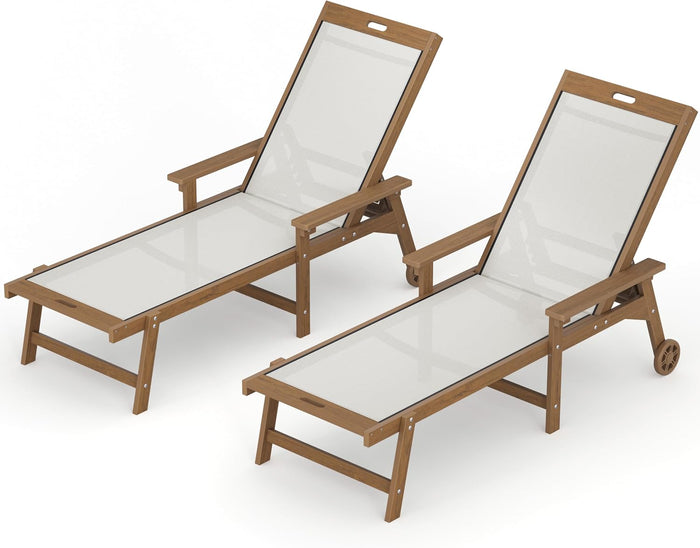LUE BONA Lounge Chair Outdoor Set of 2,HDPS & HDPE Wicker Adjustable Chaise