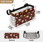 Autumn Leaves Sun Hedgehogs Brown Bedside Caddy for Dorm Bed Bedside Hanging Caddy Bag Iron Frame Storage Organizer Pocket for Bunk Home College Hospital Beds 2 Hooks