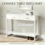 Slim Entryway Console Table with Foot-Sensor Light - 2 Deep Drawers & Open Center Shelf, Reinforced Legs & Comfortable Metal Handles, Multi-Scene Use for Hallway/Living Room/Small Apartment