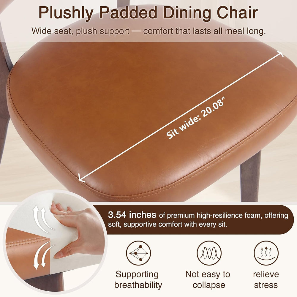 YOUNIKE Wooden Dining Chair, Faux Leather Upholstered Dining Room Chair Kitch...