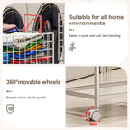 Wire Laundry Hamper Cart,80L Laundry Hamper Trolley with Pull Handle,White High Laundry Basket Cart for Laundry Room,Bathroom,Bedroom-White（23.6 * 15.75 * 28inch）