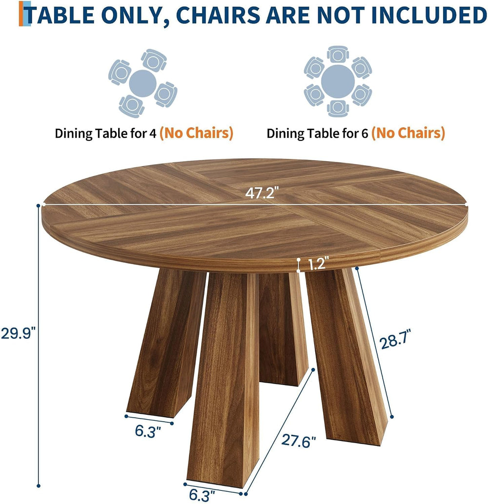 GarveeHome Round Dining Table for 4 People, Round Kitchen Table for Kitchen &...