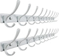 SKOLOO Coat Rack Wall Mounted - 10 Hooks, Pack of 2, Heavy Duty, Stainless Steel, Metal Wall Hangers, Sturdy Coat Hooks for Hanging Coats, Jacket, Clothes, Hat, Cold Light Silver