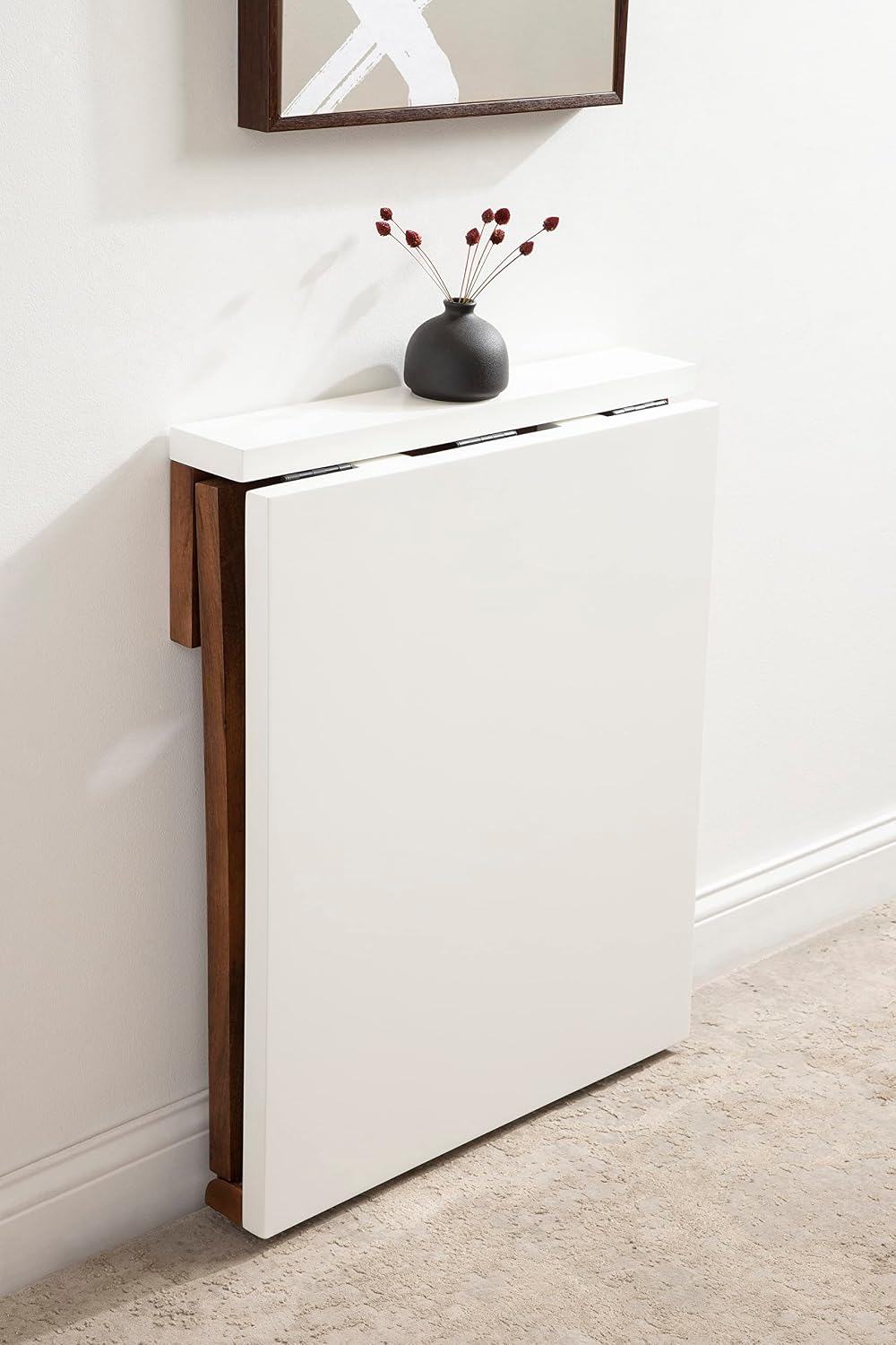 Kate and Laurel Kaya Modern Wall-Mounted Folding Table, 24 x 33 x 31, White a...