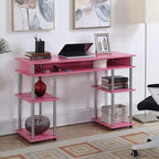 Convenience Concepts Designs2Go No Tools Student Desk 47.25" - Contemporary Office, Dorm Room Desk and Vanity with Storage Shelves, Pink
