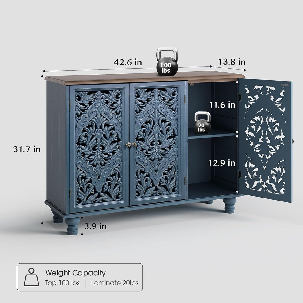 Jiansu furni Sideboard Buffet Cabinet with Storage, Accent Cabinet with 3 Doo...