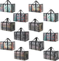 Heavy Duty 93L (24.5 Gallon) Stackable Storage Bins with Fully Openable Lids, Moving Bags Heavy Duty, Clear Plastic Totes for Moving Storage, Home Organization, Closet, Dorm Room. 12 pack