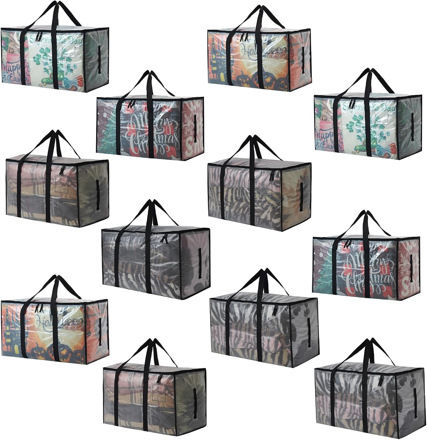 Heavy Duty 93L (24.5 Gallon) Stackable Storage Bins with Fully Openable Lids, Moving Bags Heavy Duty, Clear Plastic Totes for Moving Storage, Home Organization, Closet, Dorm Room. 12 pack