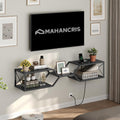 MAHANCRIS Floating TV Stand with Power Outlet, Wall-Mounted TV Shelf with X-Shaped Frame, Floating Entertainment Center with Storage, for Living Room, Bedroom, Black TVBK301E01