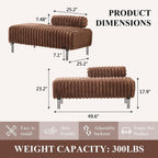 Ottoman Bench, Loveseat Sofa Couch with Adjustable Backrest | 49.6" Accent Sofa, Faux Fur Upholstered, Metal Legs, 300LBS Weight Capacity, End of Bed Bench for Bedroom, Brown-Faux Fur