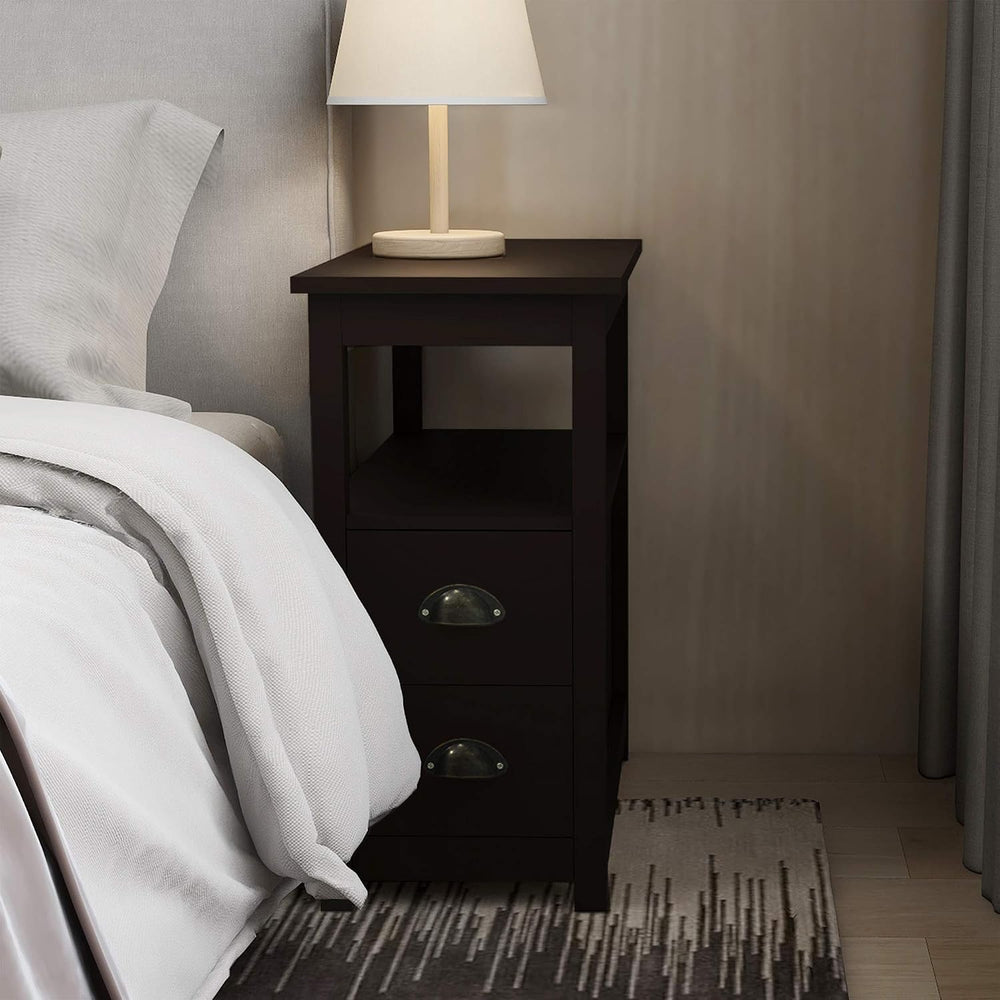 23.6" x 11.8" x 24.0" MDF End Table with Two Drawers and Open ...