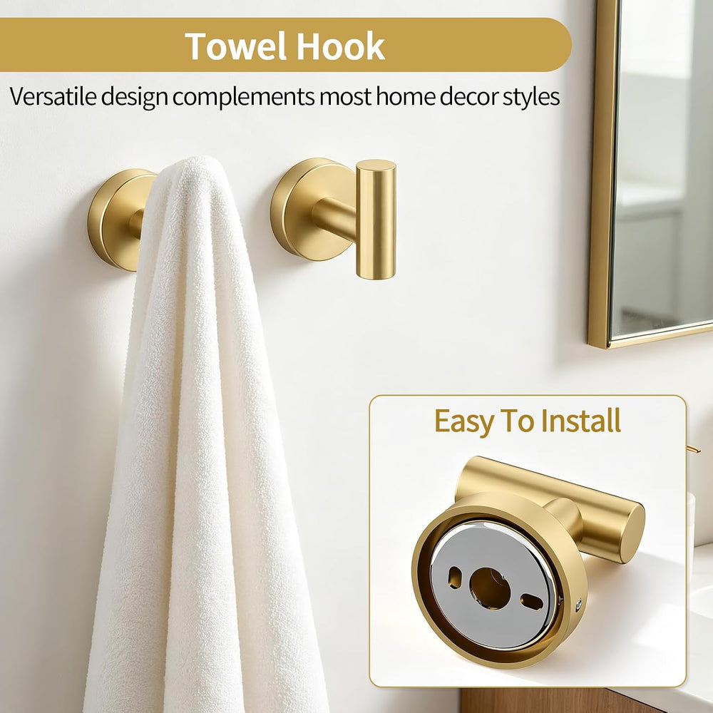 STWWO 5-Piece Gold Bathroom Accessories 24 Inch Towel Racks for Bathroom