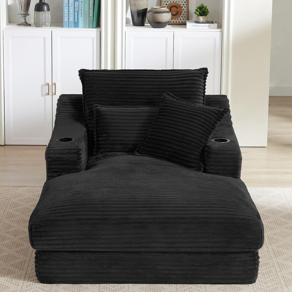 47.2"Oversized Chaise Lounge Chair Indoor,Corduroy Reading Chair with Cu...