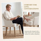 Linen Dining Chairs Set of 4 Upholstered Accent Chairs Side Chair with Wood Legs for Living Room/Dining Room/Bedroom/Restaurant, Upgraded Size, Cream