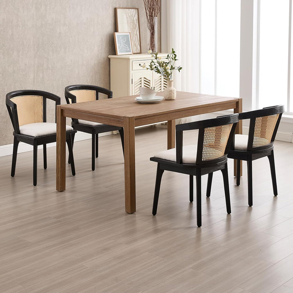 Kmax Modern Rattan Dining Chair Set of 4 Farmhouse Semi Barrel Dining Room Ch...