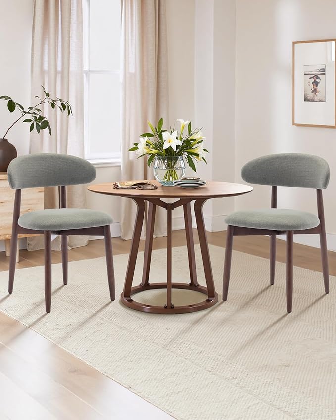 Dining Room Chairs Set of 4, Upholstered Farmhouse Dining Chairs, Modern Fabric Kitchen Chairs with Solid Wood Leg,Green