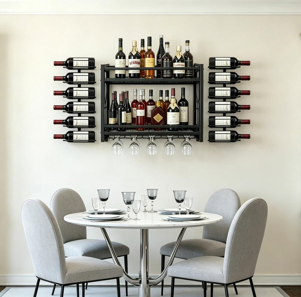 Wine Rack for Wall - Wine Bottle Holder Display Storage for Kitchen, Home Bar...