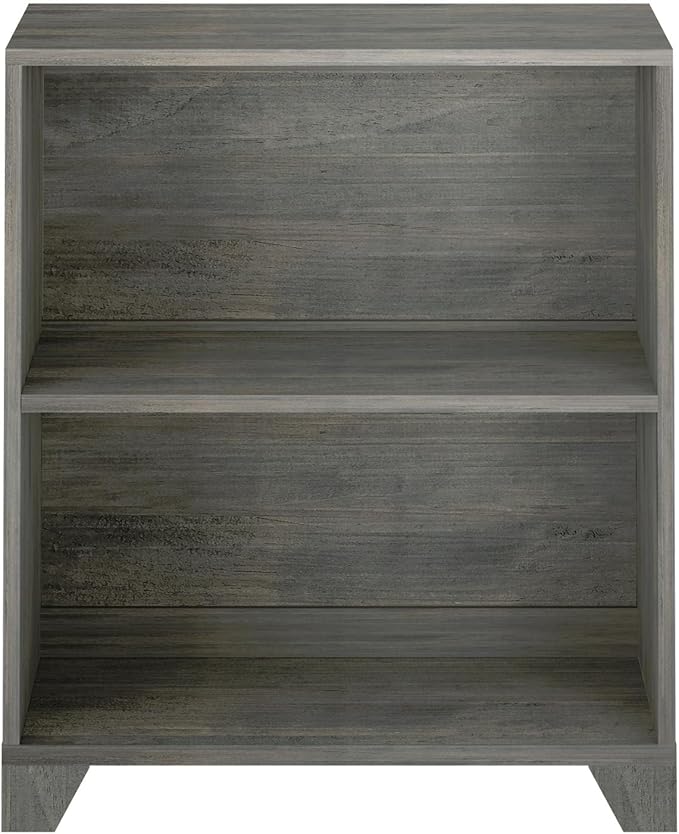 Max & Lily Modern Farmhouse 2-Shelf Bookcase, Solid Wood Bookshelves for Kids Bedroom, Driftwood