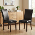 Furniliving Upholstered Dining Chairs Set of 4 - PU Leather Modern Farmhouse Kitchen Chairs, High-Back Dining Room Chairs with Wooden Legs for Kitchen Dining Room Living Room.Brown
