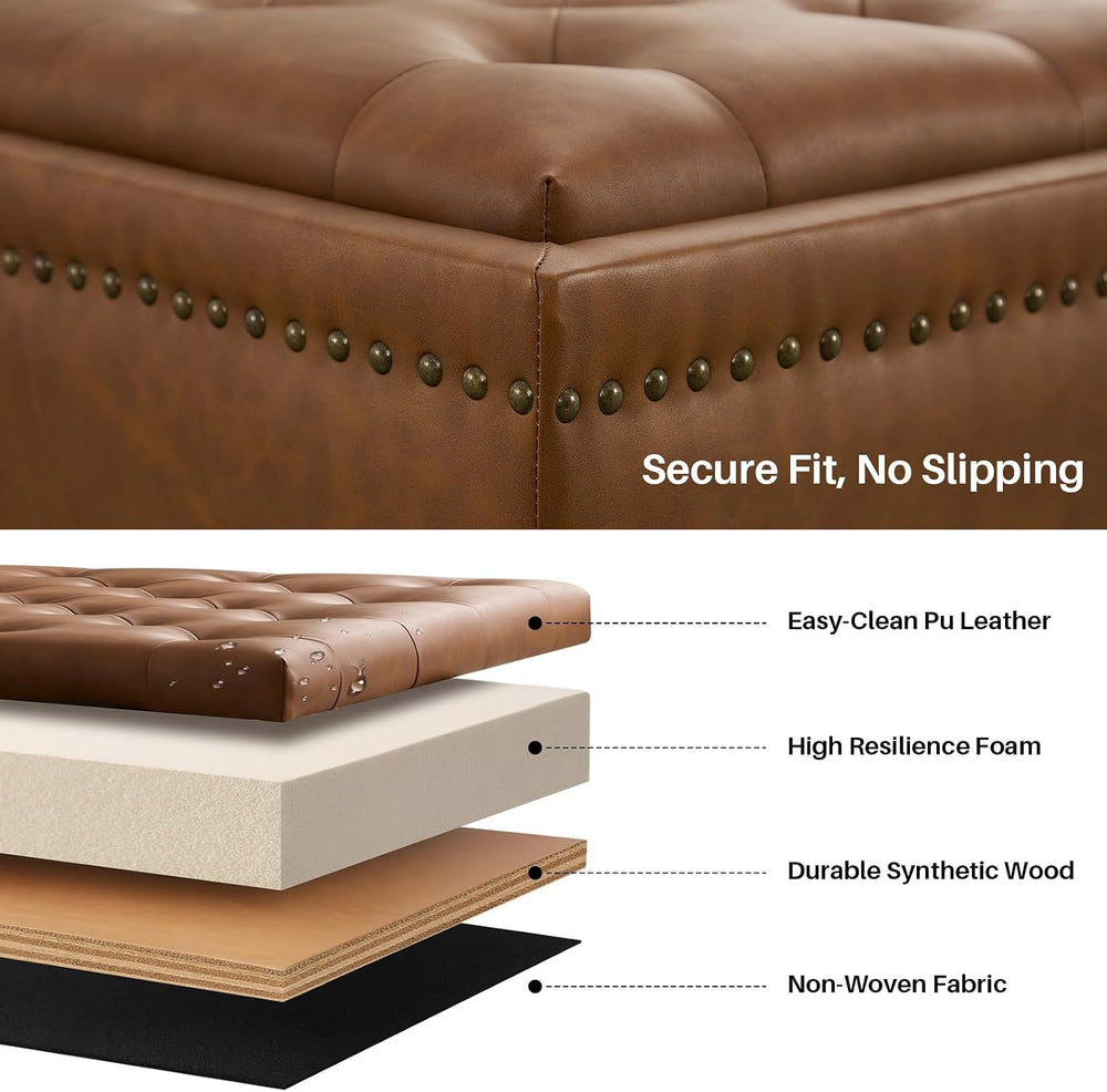 Storage Ottoman Coffee Table, Large Ottoman with Storage Oversized Square Foo...