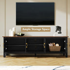 ARTPOWER 63 Inch TV Stand for Living Room TVs up to 75", Farmhouse Entertainment Center with Storage, Black TV Console with Cabinet, Under TV Cabinet for Bedroom