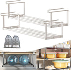 Cabinet Telescopic Shelf, Slim Descent Cabinet Tiers, Retractable Hanging Shoe Rack Organizer, Multifunctional Telescopic Shelf Cabinets for Storing Shoe Cloth,Snack (2pcs White, 40-75cm)