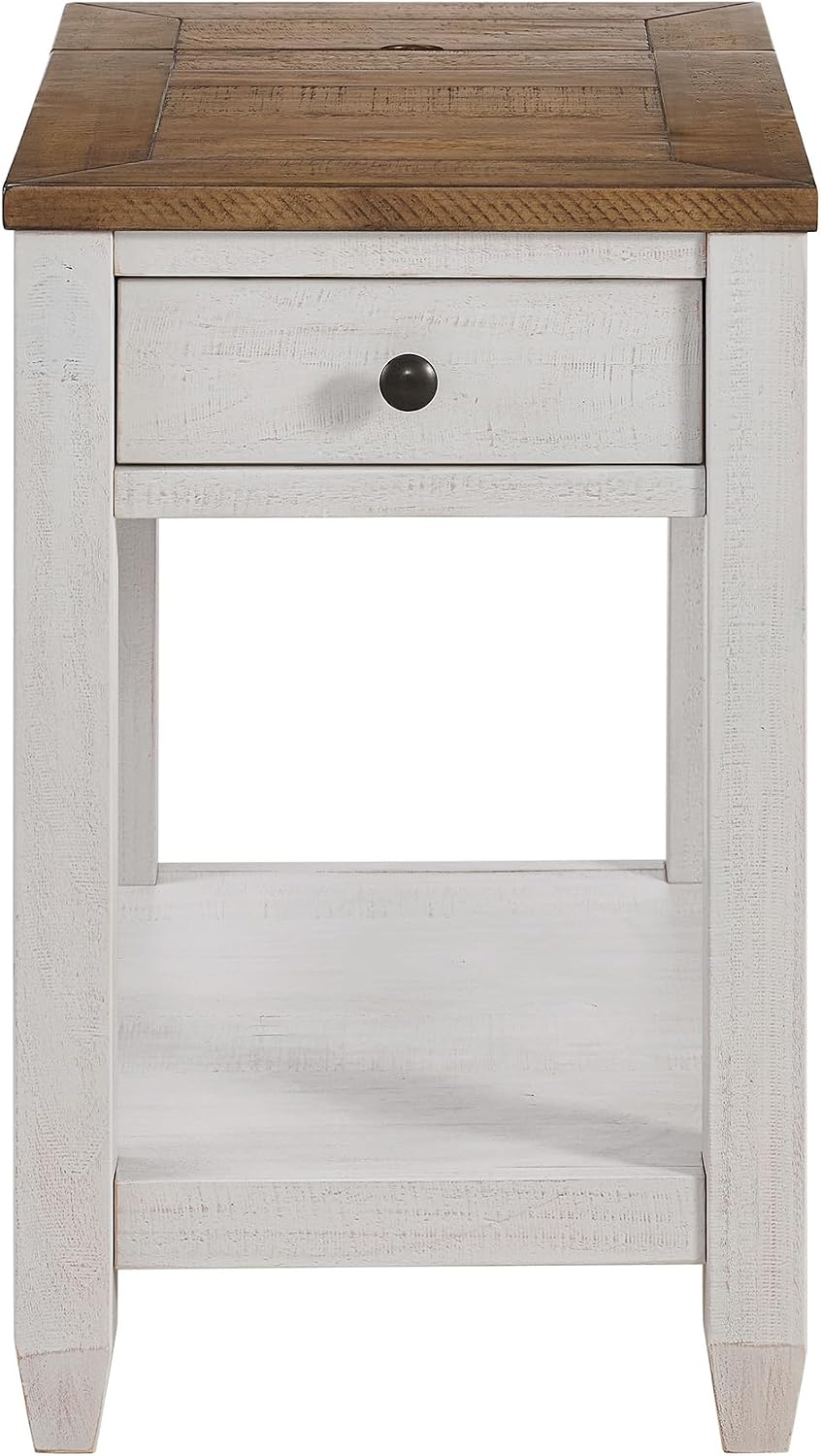 Martin Svensson Home Napa Farmhouse Chairside End Table with Charging Station...