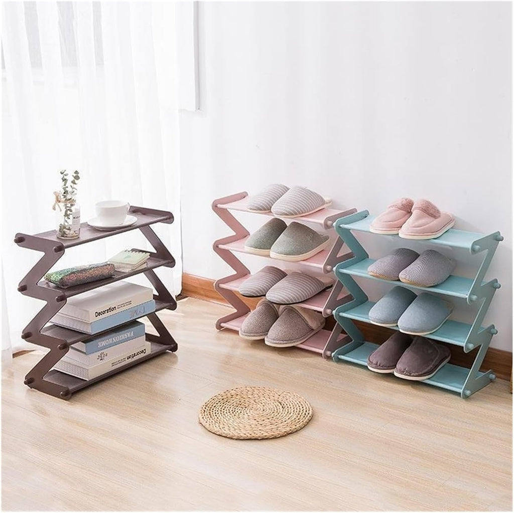 Folding Shoe Rack Doorstep Storage for Shoes Ins Home Use Student Dormitory Simple Multi-Layer Space Saving(Light Pink)