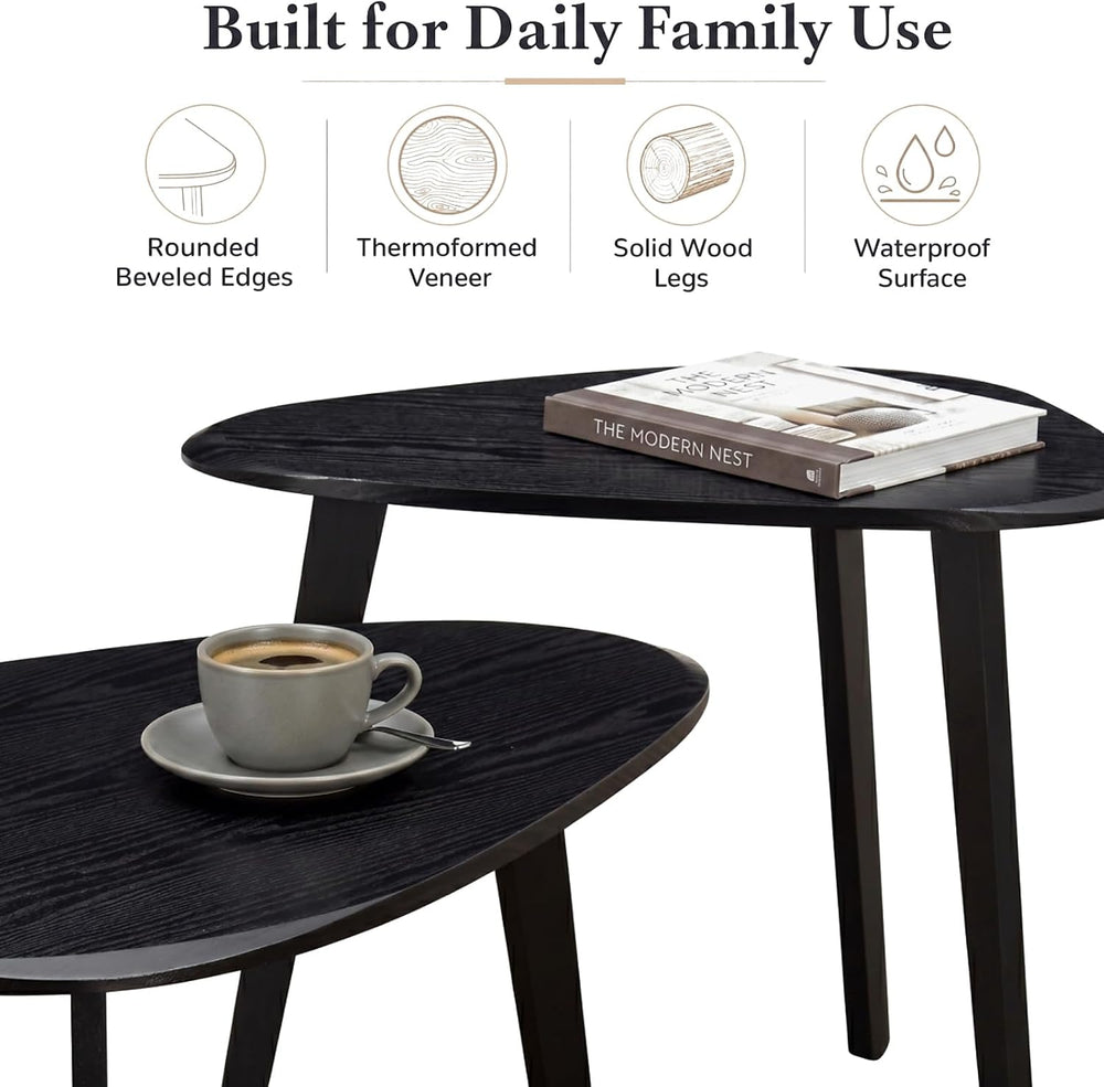 Nesting Coffee Table Set of 2-Mid Century Modern Coffee Table | Guitar Pick S...
