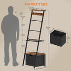 HOOBRO Blanket Ladder Bundle, 63.4" H Decorative Ladder Shelf with Hooks, Towel Rack with 1 Fabric Drawer, BF13CJ01-BF92CJ01