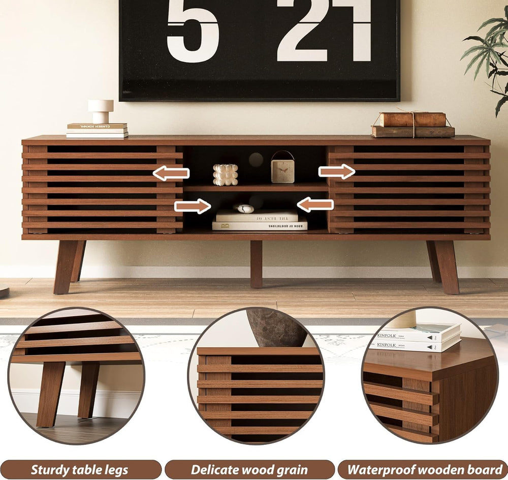 MAISONARIA Living Room Table Sets of 4, Mid Century Coffee Table & TV Sta...