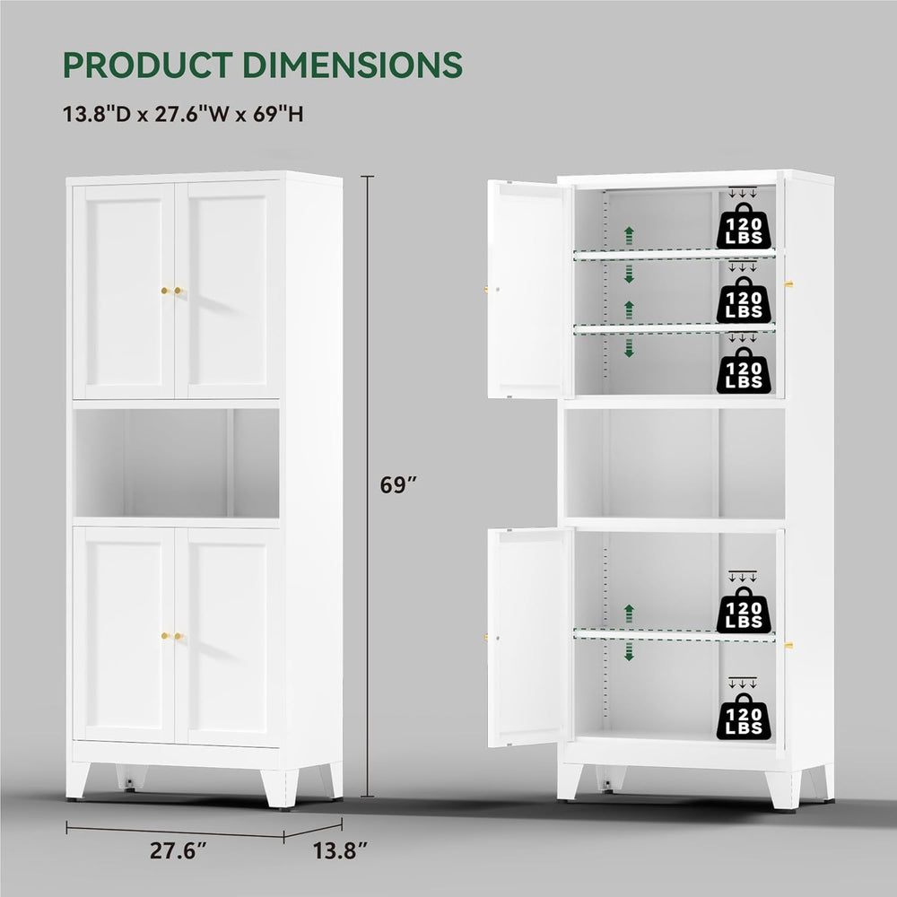 COFaR 69" Tall Modern Kitchen Pantry,Metal Storage Cabinet with Adjustab...
