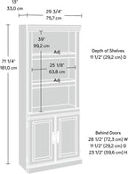 Sauder Heritage Hill Library with Doors/Book Shelf, L:29.80" x W:12.99" x H:71.26", Classic Cherry