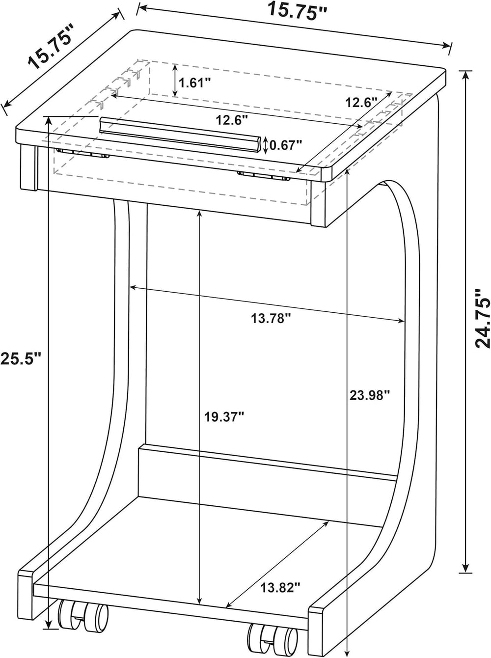 Coaster Home Furnishings - Ralston - Wood - C-Shaped Lift-Top Side Table with...