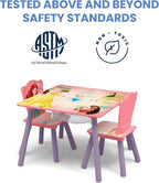 Delta Children Kids Table and Chair Set with Storage (2 Chairs Included) - Ideal for Arts & Crafts, Snack Time, Homeschooling, Homework & More, Disney Princess