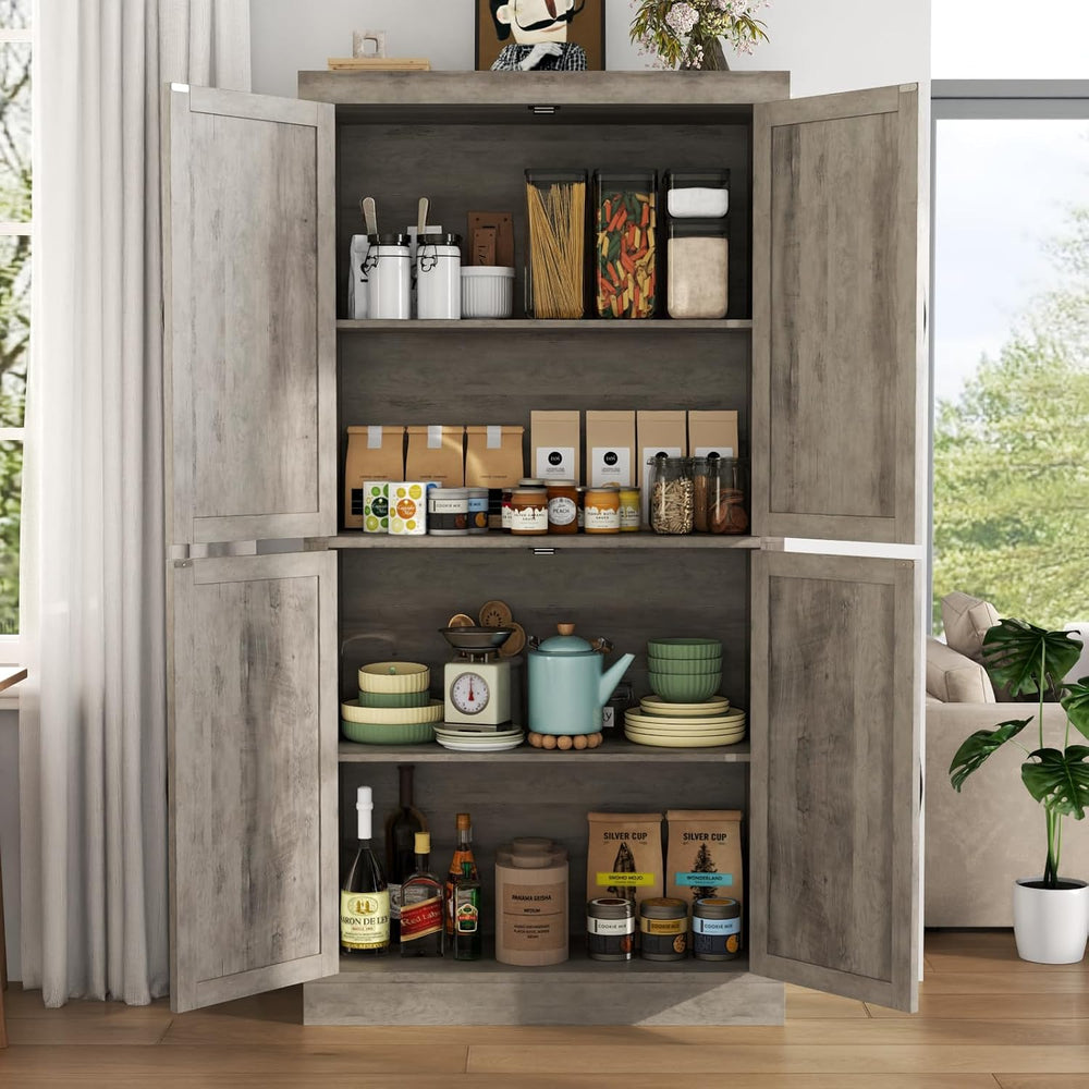 Farmhouse Kitchen Pantry Cabinet,69.1" Tall Kitchen Storage Cabinet with...